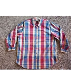 Monterey By Koret Button Up Long Sleeve Shirt Sz 18W W/ Sewn In Shoulder…